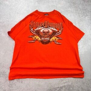 Harley-Davidson El Paso Texas Graphic T-Shirt XL Orange Biker Motorcycle Y2K